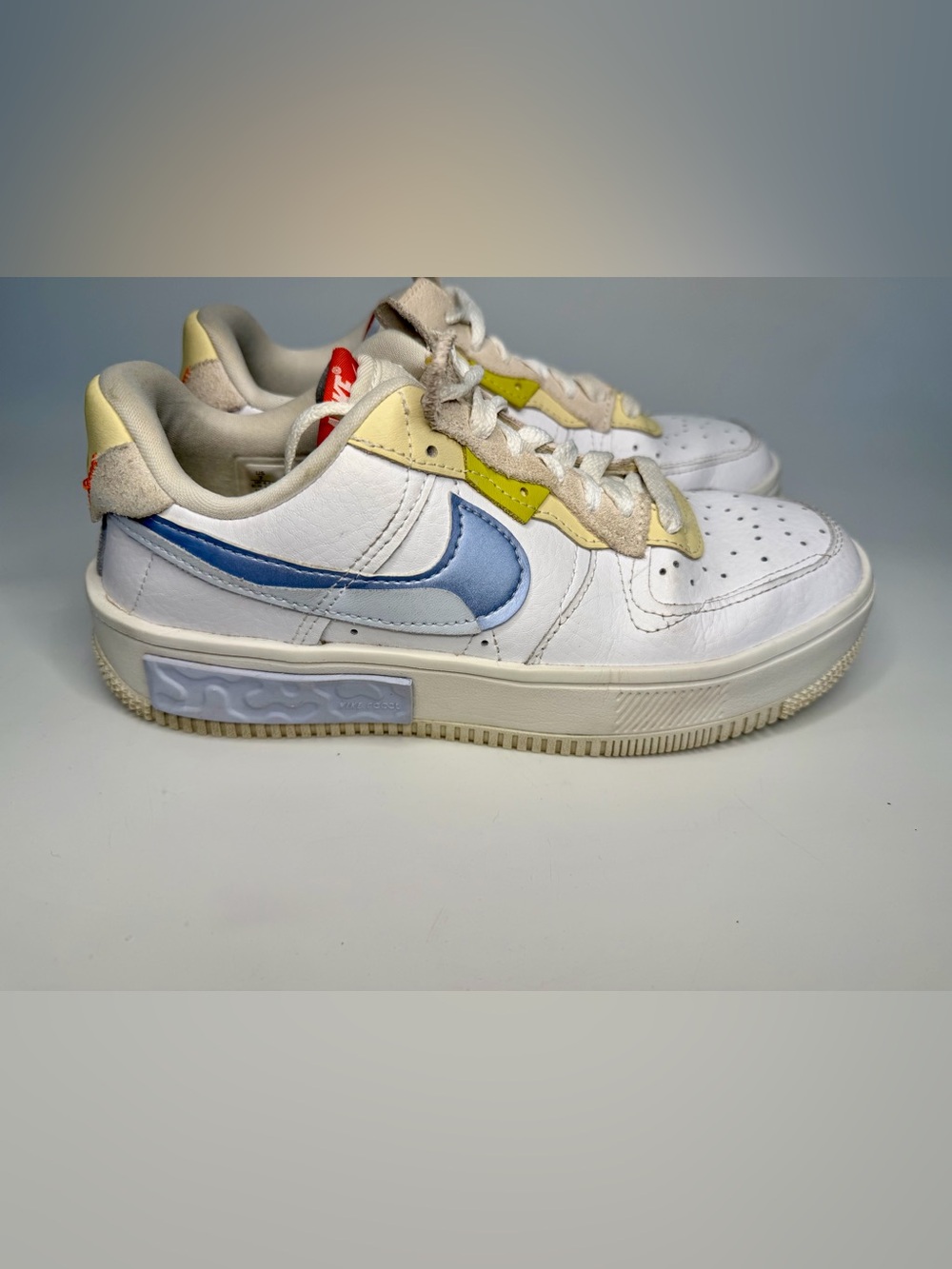 Nike Air Force 1 Fontanka Wom Size 7 - Athletic Sneakers DV2175-100 Yellow Blue